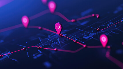 digital logistics dashboard displaying AI optimized routes with vibrant location markers