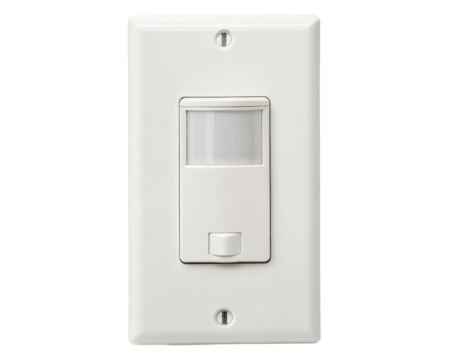 Motion sensor switch offers automated lighting on a transparent background