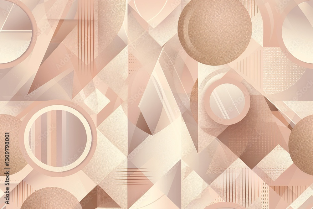 Poster intricate geometric pattern with 3d shapes in warm tones