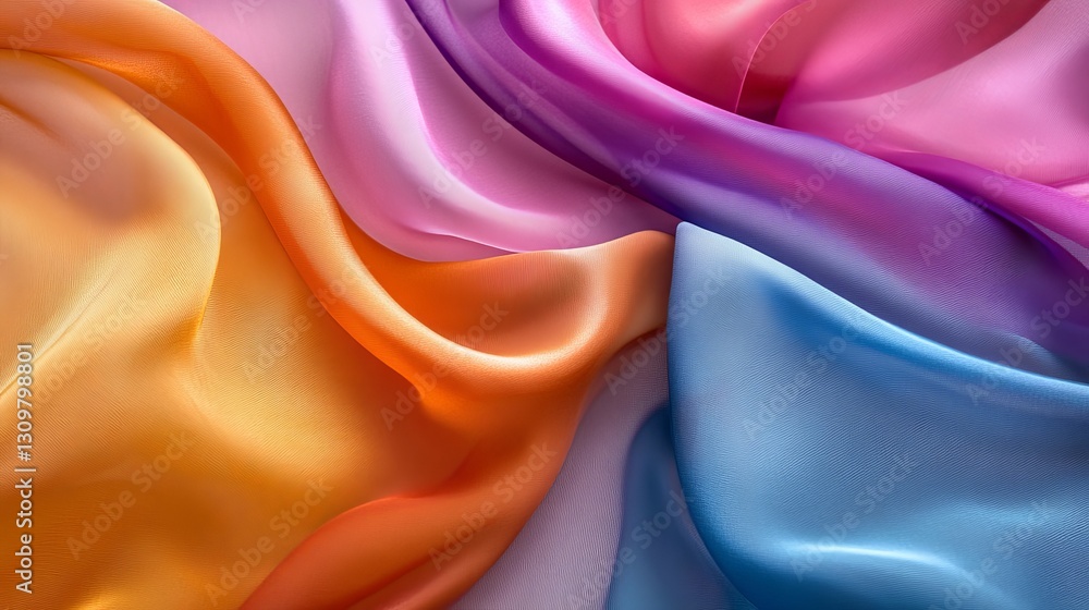 Poster abstract colorful silk fabric texture background elegant draped soft gradient hues beautiful smooth 