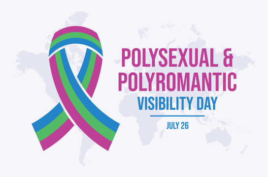 Polysexual and Polyromantic Visibility Day poster vector illustration. Polysexual awareness ribbon icon vector. LGBTQIA polysexual pride flag symbol. Template for background, banner, card. 26 July