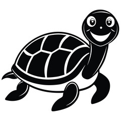 Happy Turtle Vector Graphic in Black | Stock Illustration