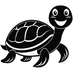 Happy Turtle Vector Graphic in Black | Stock Illustration