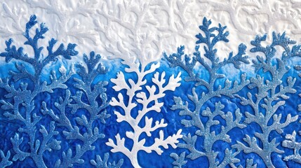 Winter Wonderland: Blue and White Coral Reef Abstract Art