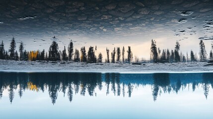 Fototapeta premium Serene Reflection of Trees in Water