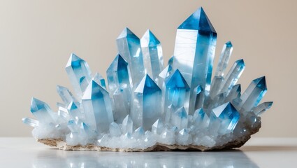 cluster of shimmering blue crystal formations
