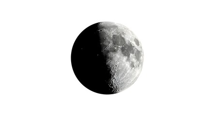 The full moon shows its dark side against a light background, revealing craters and maria, indicating a waxing or waning phase. No text in the image.