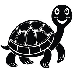 Happy Turtle Vector Graphic in Black | Stock Illustration