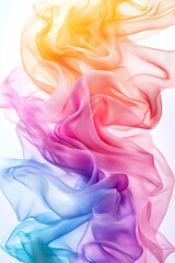 Obraz premium Rainbow-colored silk fabric flowing gracefully.