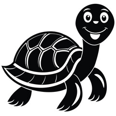 Happy Turtle Vector Graphic in Black | Stock Illustration
