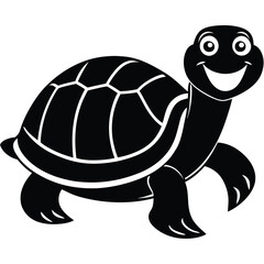 Happy Turtle Vector Graphic in Black | Stock Illustration
