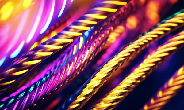 Abstract Vibrant Neon Light Strings