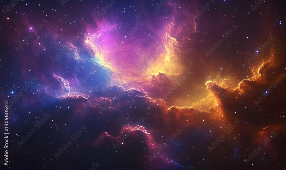 Poster cosmic symphony of color and light: a stunning nebulae display in the vast universe