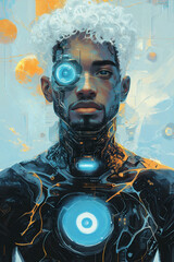Futuristic AI-Generated Cybernetic Portrait of a Cyborg Man