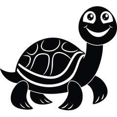 Happy Turtle Vector Graphic in Black | Stock Illustration