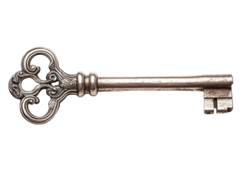 Isolated Antique Silver Key