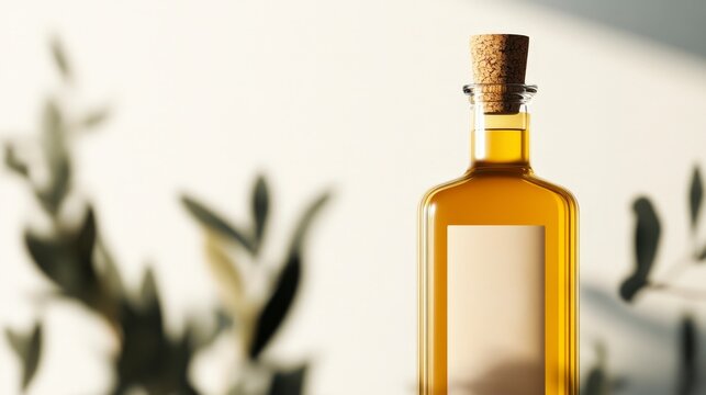 Mockup Clear Glass Bottle with Cork Lid