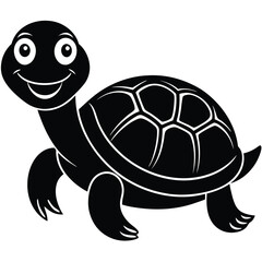 Happy Turtle Vector Graphic in Black | Stock Illustration
