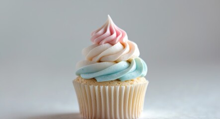 A Delicate Pastel Cupcake with Exquisite Frosting Design.