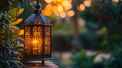 Intricately Designed Lantern With Warm Light Glow