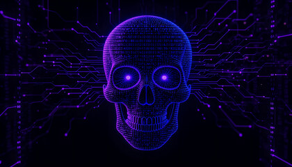 Cyber Threats: A Glowing Purple Skull Warning