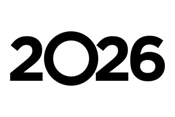 2026 Happy New Year logo design vector illustration icon. black logo and white background