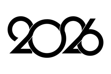 2026 Happy New Year logo design vector illustration icon. black logo and white background