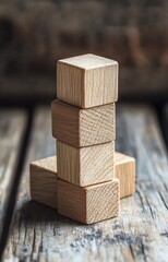 Wooden Blocks Symbolic Business Strategy