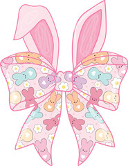 Retro Easter Coquette Bow, Cute Coquette peeps, Happy Bunny, Spring Shirt Design.
