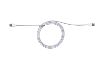 USB Type C cable isolated on transparent background.