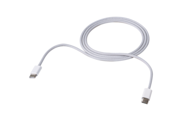 USB Type C cable isolated on transparent background.