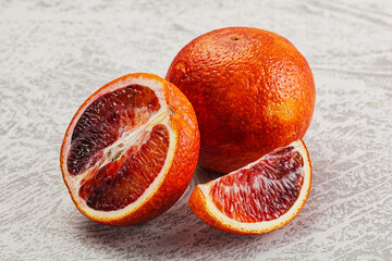 Red Sicilian orange ripe and juicy