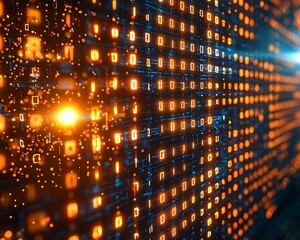 Binary code flowing digitally