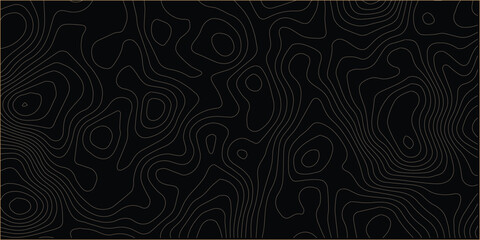 Topographic map relief texture with curved layers. line map with curvy wave. Black topographic paper texture background.
