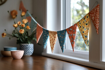 pastel fabric flag garland