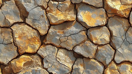 Obraz premium Broken clay surface of barren dryland wasteland seamless texture map pattern background