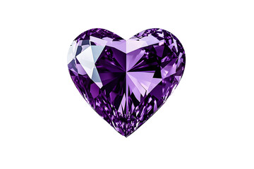 a high quality stock photograph of a single purple diamond heart isolated on a white background