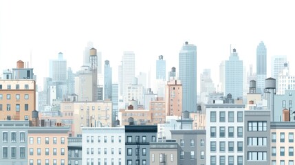 Obraz premium Cityscape Skyline Buildings Architecture Urban Foggy Day