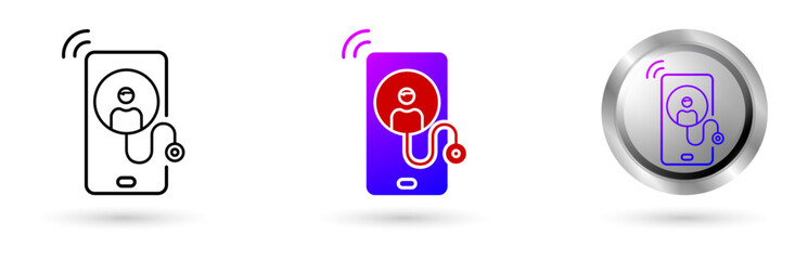 Modern Health Digitalization Telemedicine icons digital transformation of the health world, various line styles, solid and glossy effects, ideal for health projects, medical applications, etc.