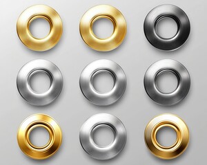 Collection of Metallic Eyelets: Brass, Silver, and Chrome Grommets for Banners and Crafting
