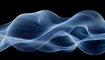 Abstract Blue Wave Flowing Dark.