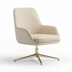 Naklejka premium A sculptural office chair with a diamond-inspired frame and plush velvet cushions , isolated on a white background , High quality , No blur