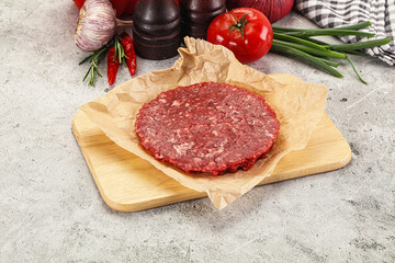 Raw beef burger cutlet minced meat