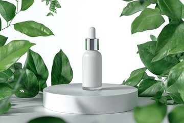 Mockup White Cosmetic Bottle on Platform