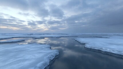 Obraz premium Arctic Ice Floes Reflecting Cloudy Sky