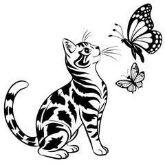 Whiskers in Motion: Action & Playful Cat Silhouettes for Creative Designs