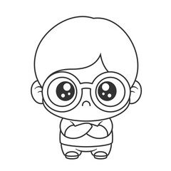 The little boy with glasses is angry, for coloring