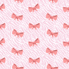 Coquette bows on pink zebra surface pattern
