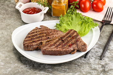 Delicus grilled beef steak with sauce