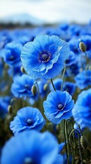 Blue Poppy Field for Spring Bloom.